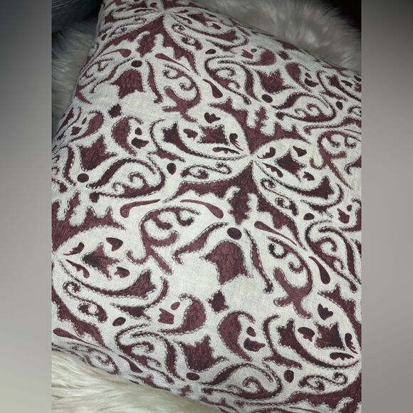 Pottery Barn Reilley Embroidered red throw Pillow w/ feather insert. - Picture 3 of 9